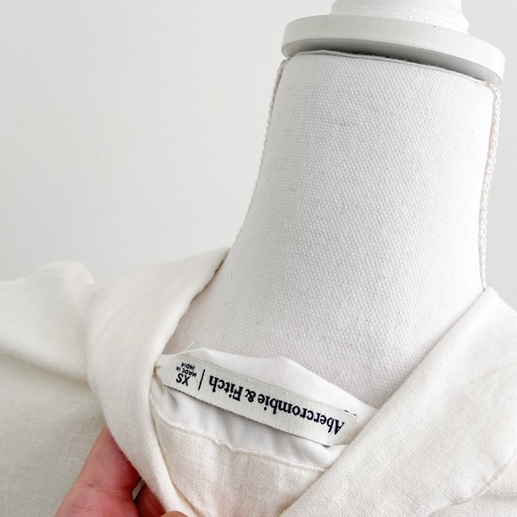 Abercrombie Linen Blend White Wrap Cutout Shirt Dress - Picture 7 of 9